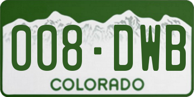 CO license plate 008DWB