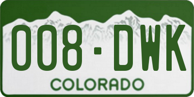 CO license plate 008DWK