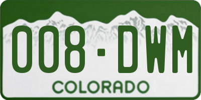 CO license plate 008DWM