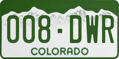 CO license plate 008DWR