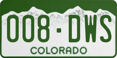 CO license plate 008DWS