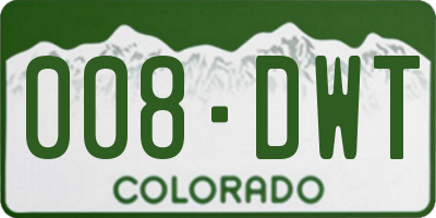 CO license plate 008DWT