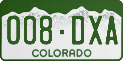 CO license plate 008DXA