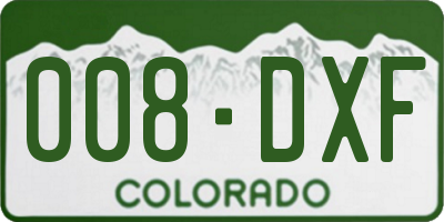 CO license plate 008DXF