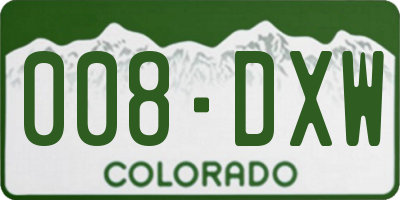 CO license plate 008DXW