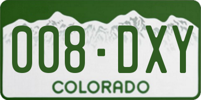 CO license plate 008DXY