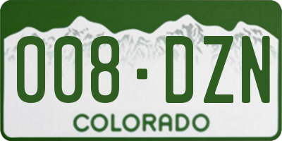 CO license plate 008DZN
