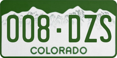 CO license plate 008DZS