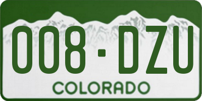 CO license plate 008DZU