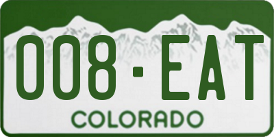 CO license plate 008EAT