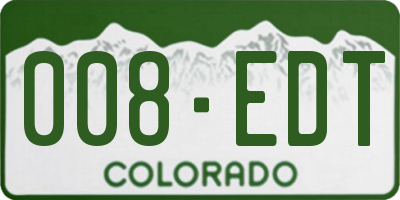 CO license plate 008EDT