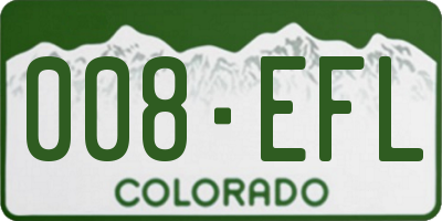 CO license plate 008EFL