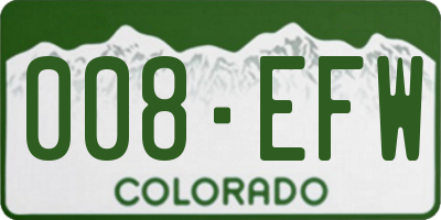 CO license plate 008EFW
