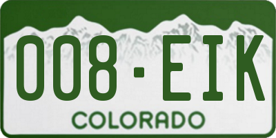 CO license plate 008EIK