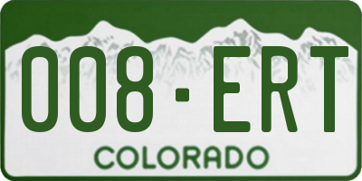 CO license plate 008ERT