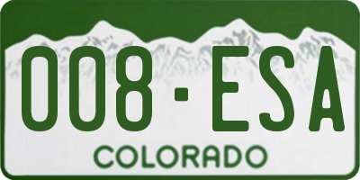 CO license plate 008ESA