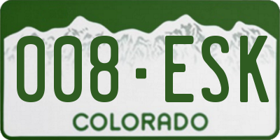 CO license plate 008ESK