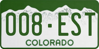 CO license plate 008EST