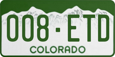 CO license plate 008ETD
