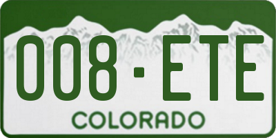 CO license plate 008ETE