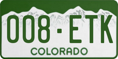CO license plate 008ETK