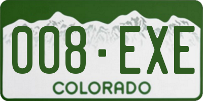 CO license plate 008EXE