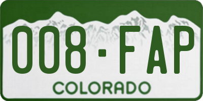 CO license plate 008FAP