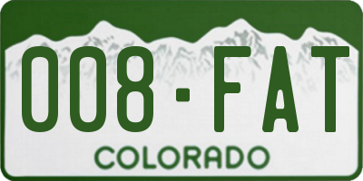 CO license plate 008FAT