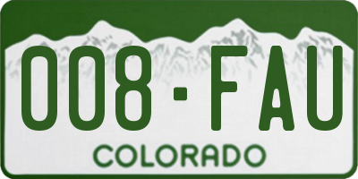 CO license plate 008FAU