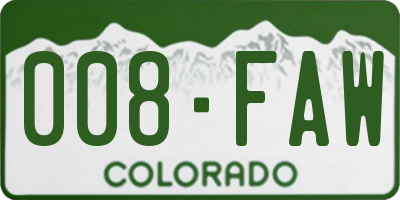 CO license plate 008FAW