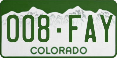 CO license plate 008FAY