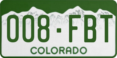 CO license plate 008FBT