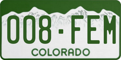 CO license plate 008FEM