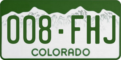 CO license plate 008FHJ