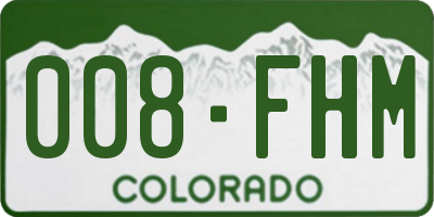 CO license plate 008FHM