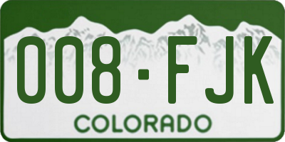 CO license plate 008FJK