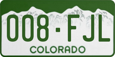 CO license plate 008FJL