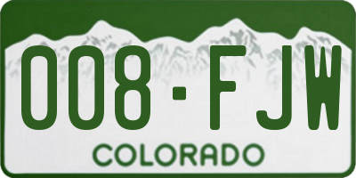 CO license plate 008FJW