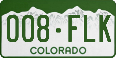 CO license plate 008FLK