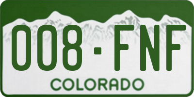 CO license plate 008FNF
