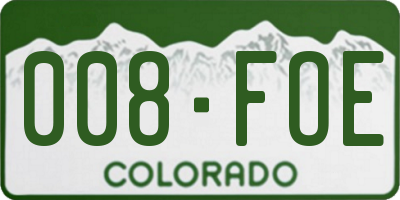 CO license plate 008FOE