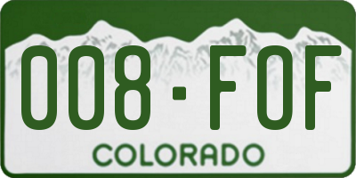 CO license plate 008FOF