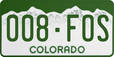 CO license plate 008FOS