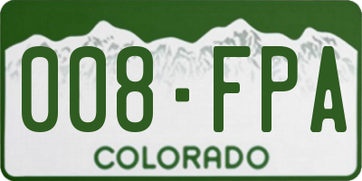 CO license plate 008FPA