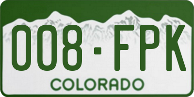 CO license plate 008FPK
