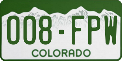 CO license plate 008FPW