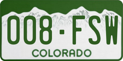 CO license plate 008FSW