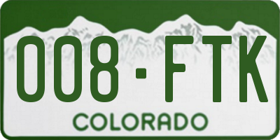 CO license plate 008FTK