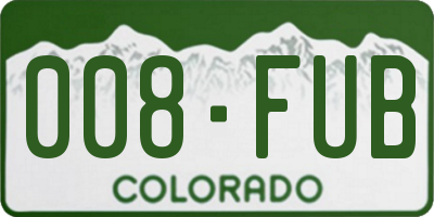 CO license plate 008FUB