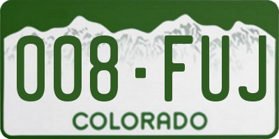 CO license plate 008FUJ